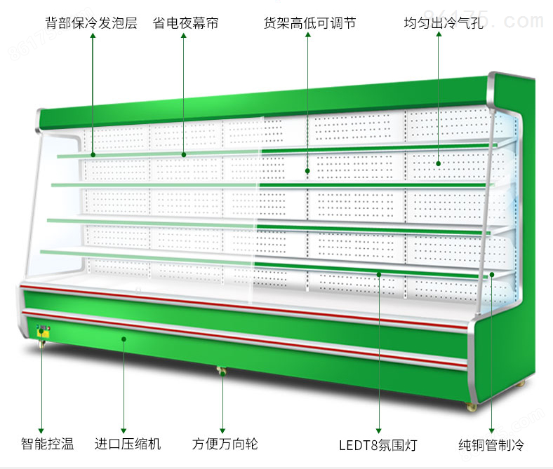 青岛串串不锈钢风幕柜食材展示柜定做厂家