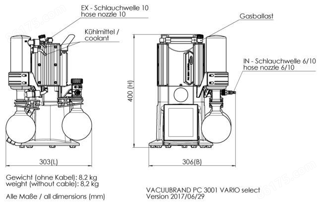 PC 3001 VARIO select - 尺寸规格表